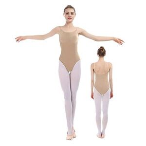 NEW iMucci Professional Women Seamless Nude Camisole Leotard Adult S/M